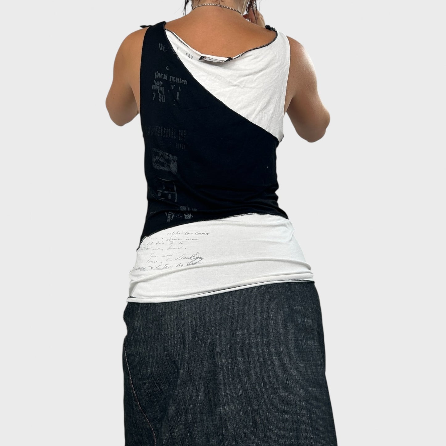 Cop Copine Graphic Monochrome Tank Top - L