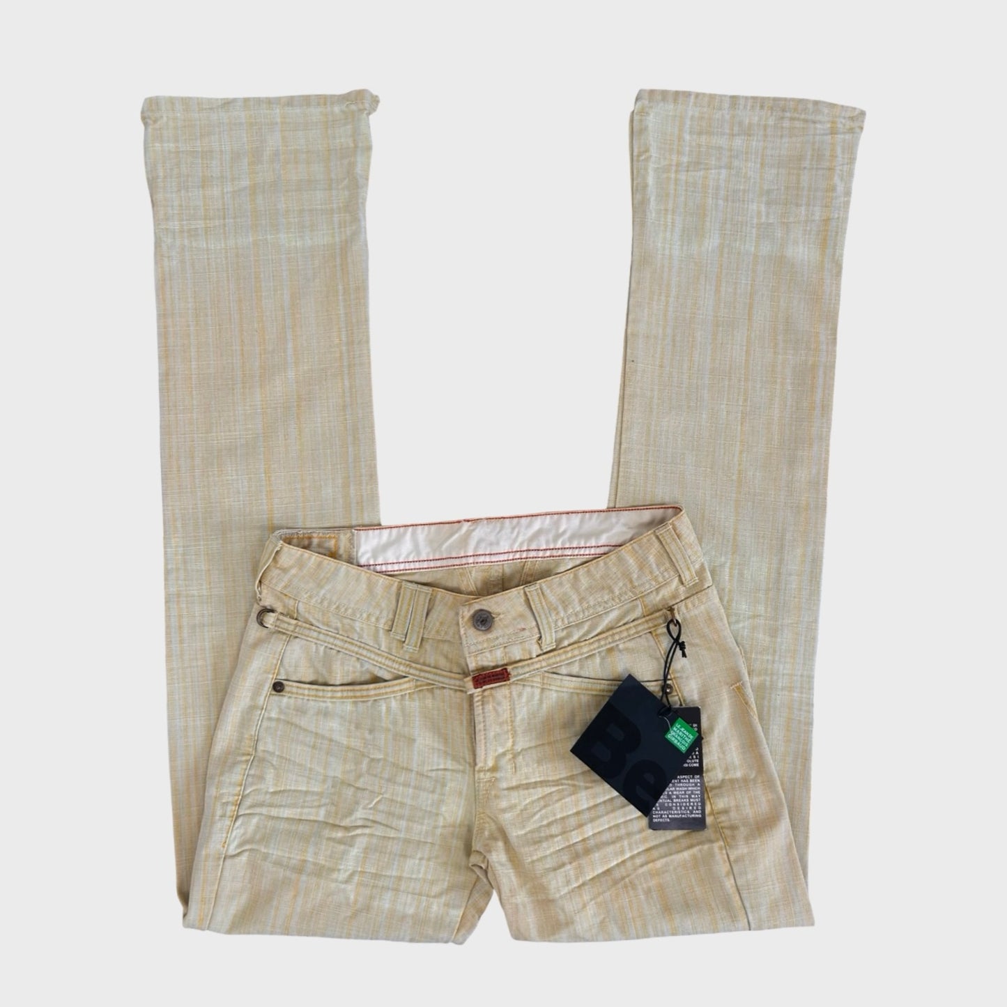 Marithé + François Girbaud Yellow Checked Low Rise Straight Leg Jeans - XS