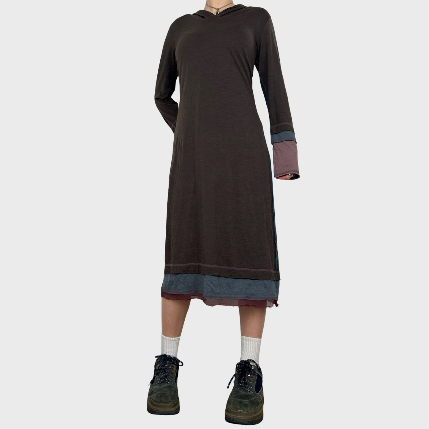 Cop Copine Brown Hooded Maxi Dress - L