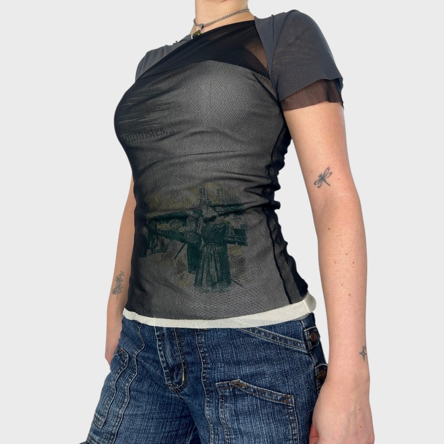 Cop Copine Mesh Graphic Top - M
