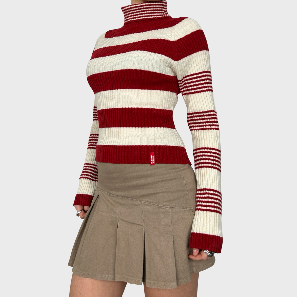 Miss Sixty Striped Roll Neck Jumper - S