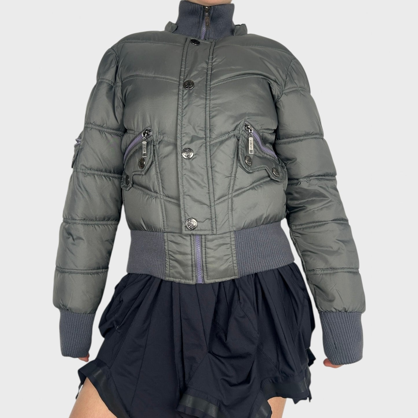 Vintage Cropped Puffer Bomber Jacket - M