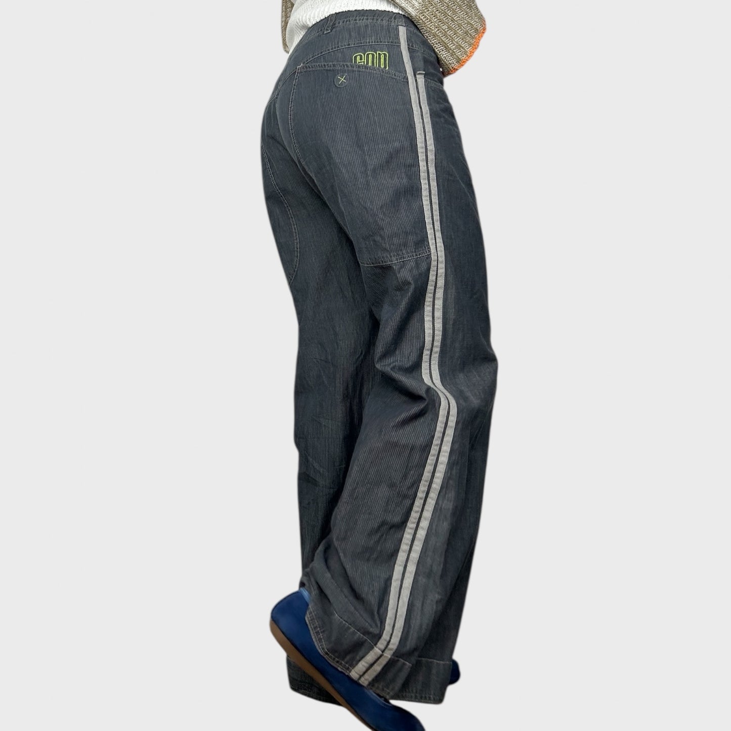 Cop Copine Pinstripe Wide Leg Trousers - M