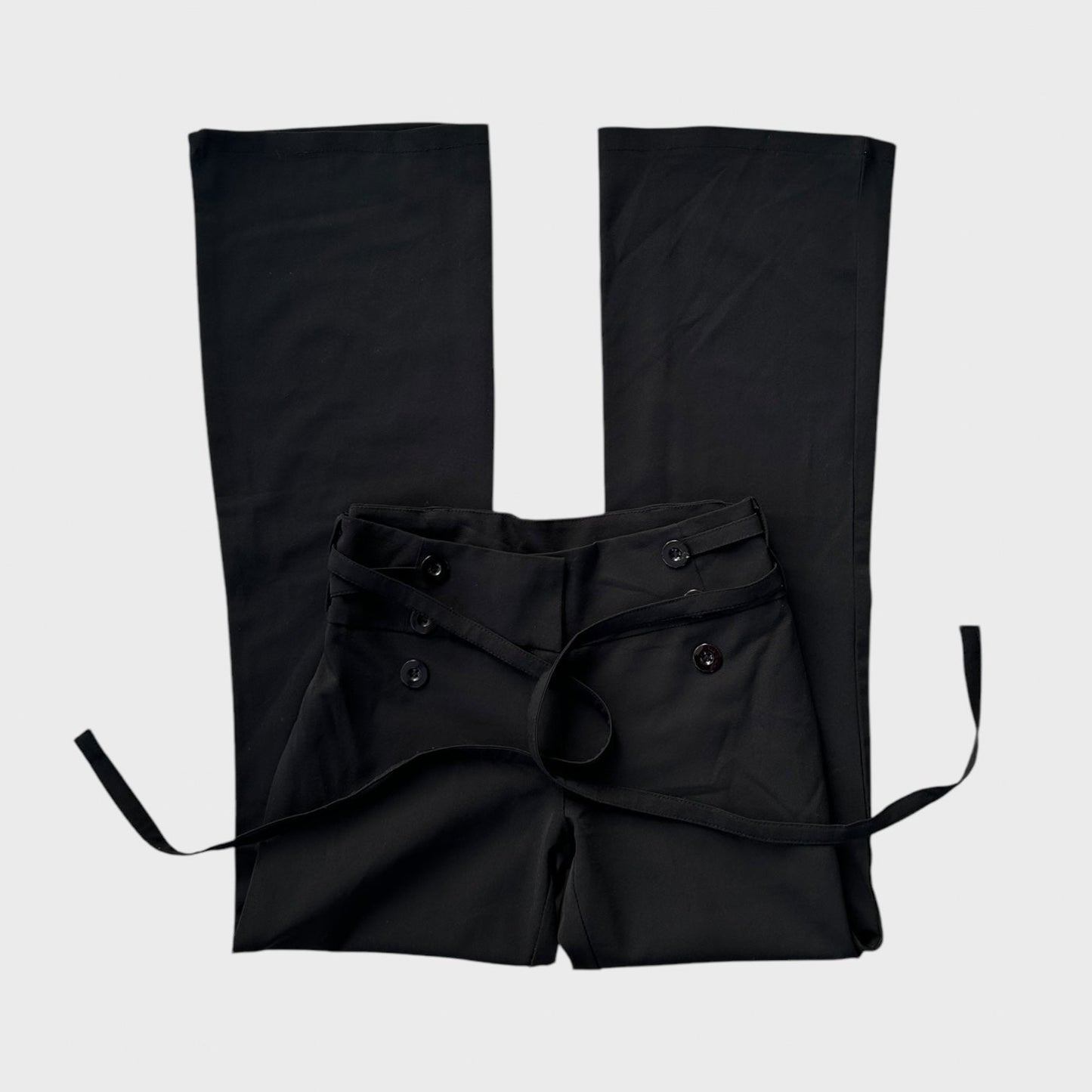 Black stetch button up trousers