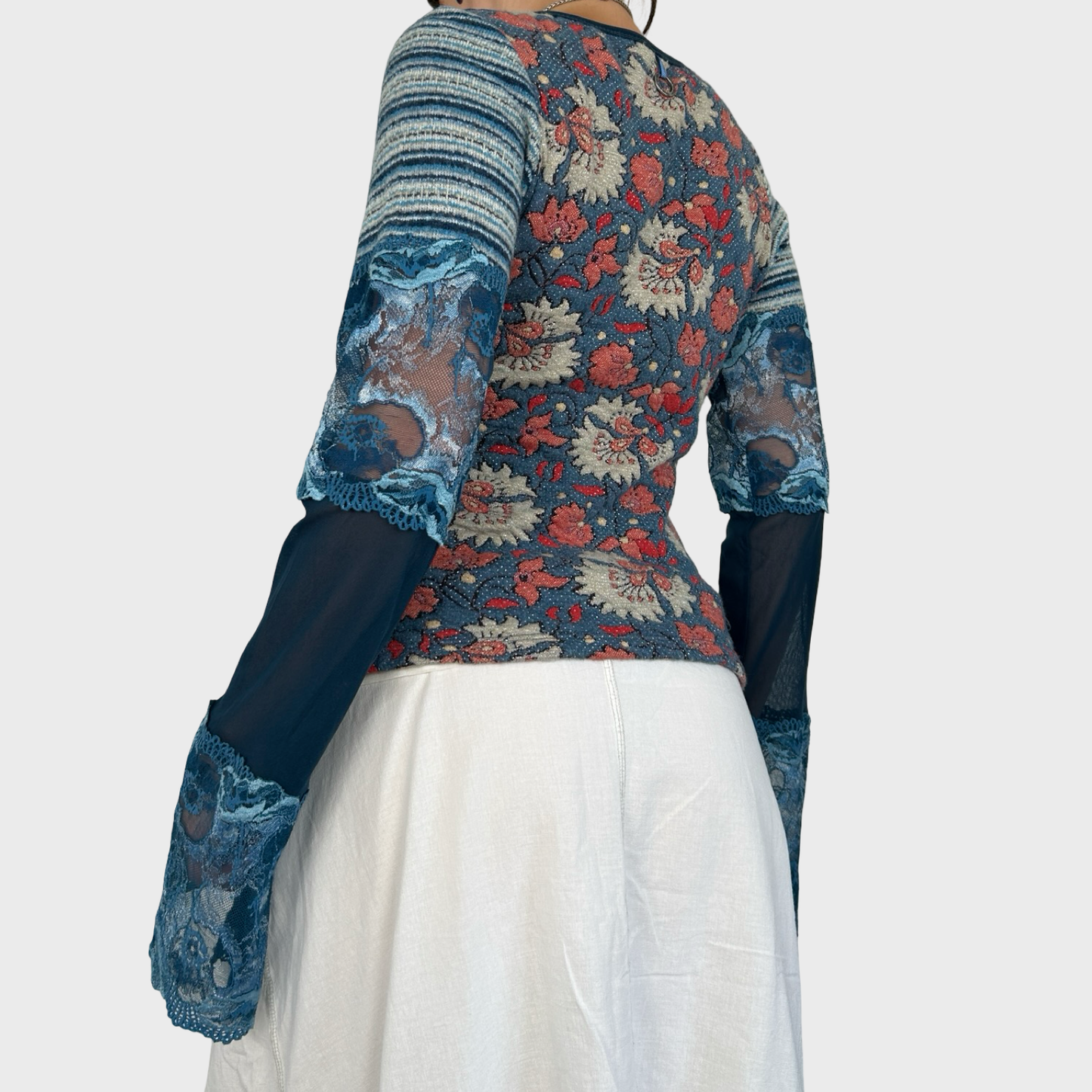 Save The Queen Graphic Mesh Long Sleeve Top - M
