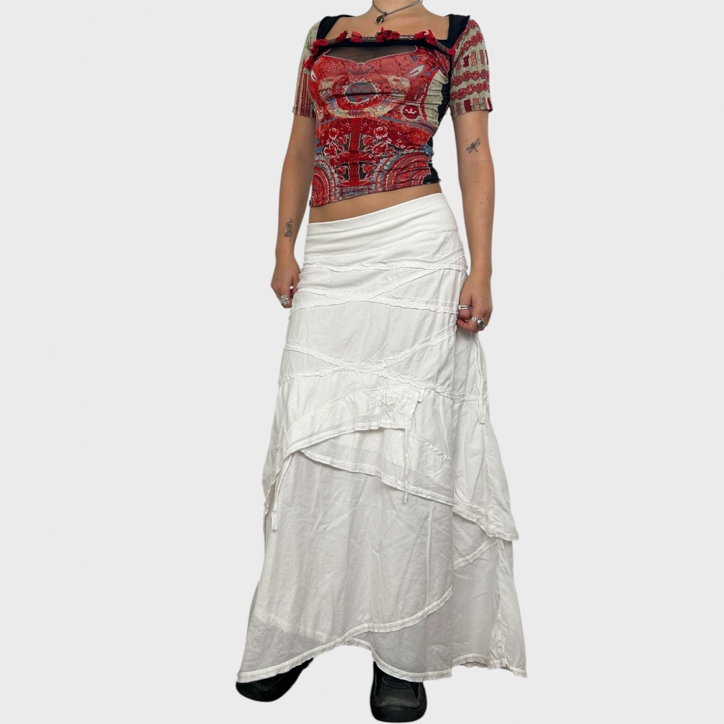 White Cop Copine Layered Maxi Skirt - S/M