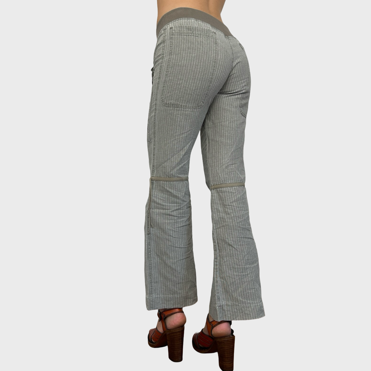 Cop Copine Grey Striped Linen Trousers - S