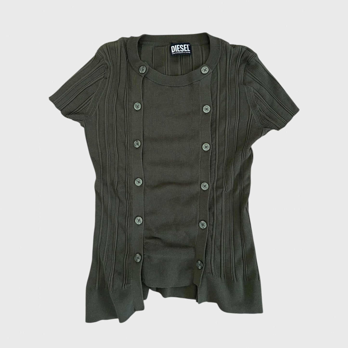 Diesel Khaki Asymmetric Button Top - M/L