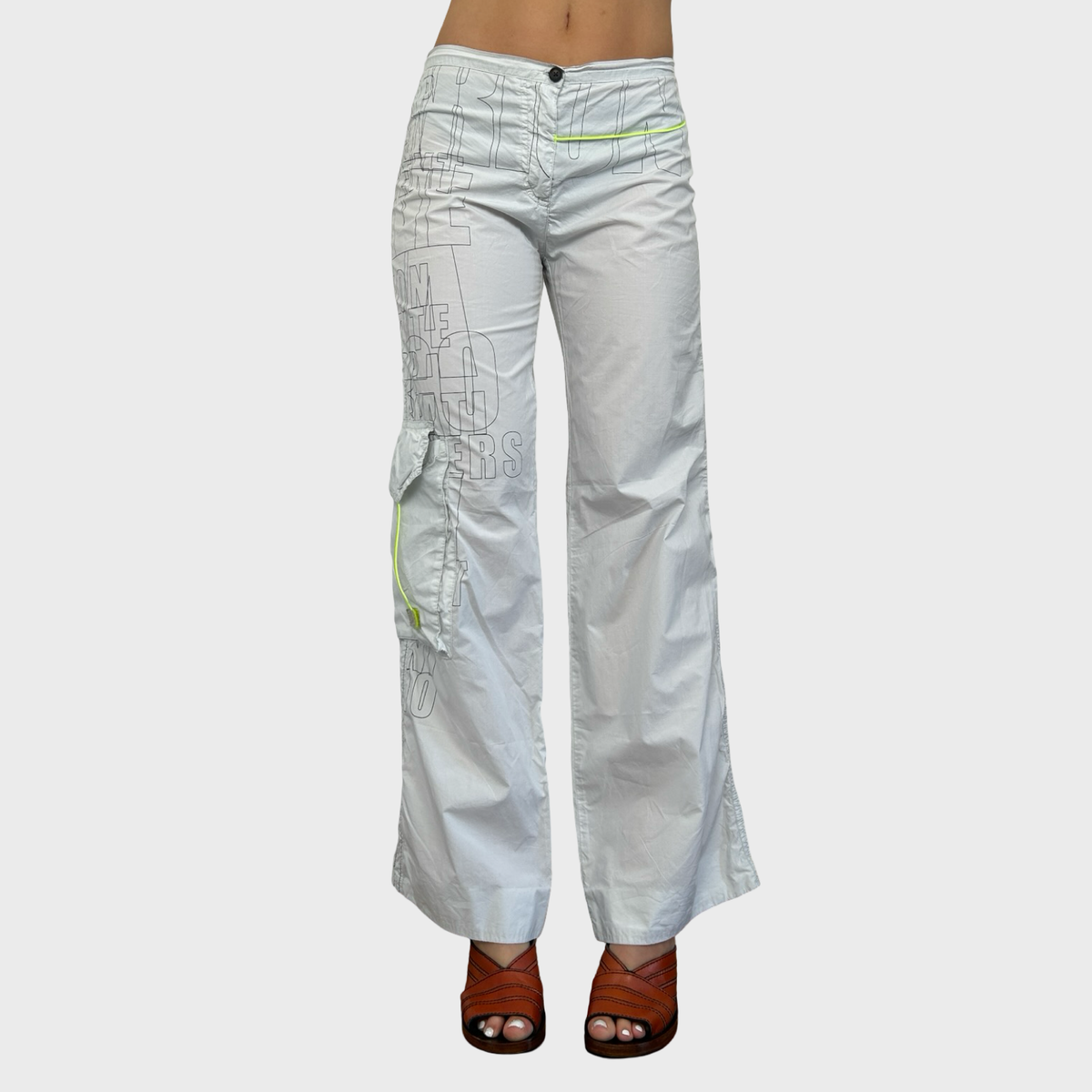 Cop Copine White Graphic Spell Out Trousers - M