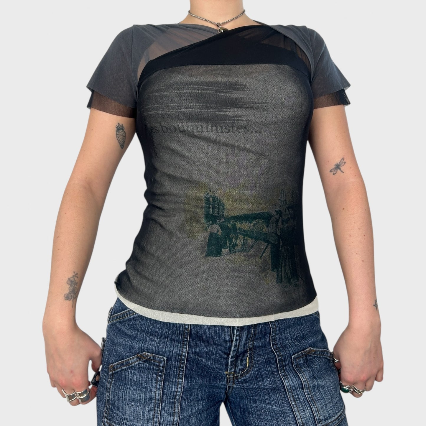Cop Copine Mesh Graphic Top - M