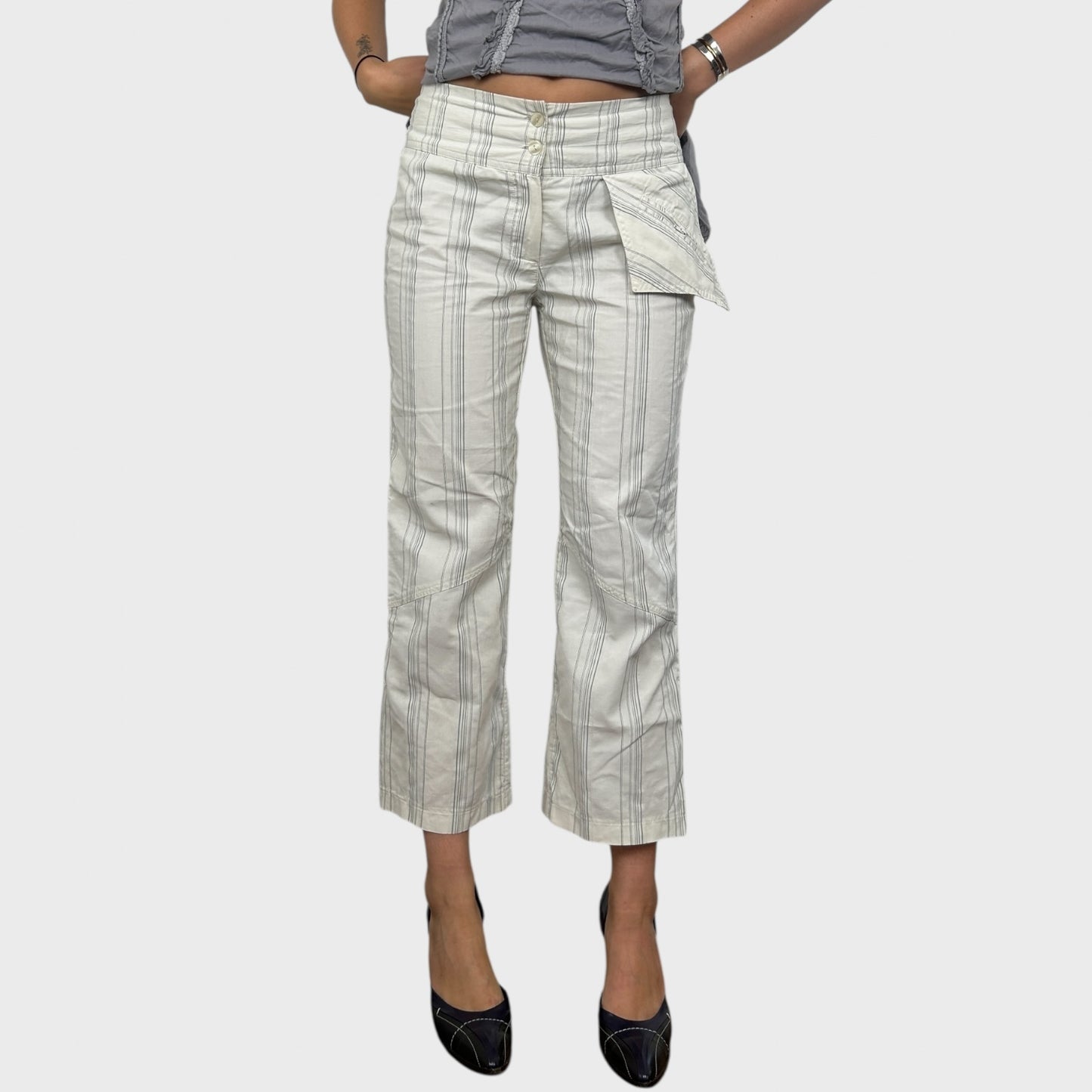 Striped Pocket Capri Trousers - S/M