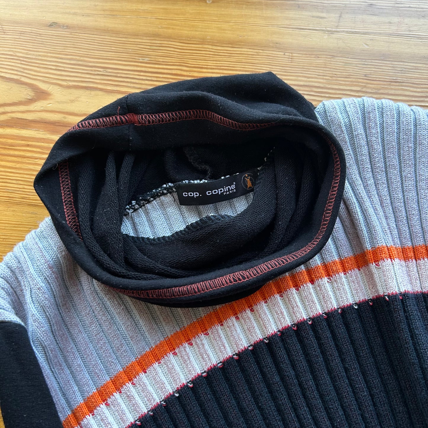 Cop Copine Bi-Material Knit Roll Neck Top - S