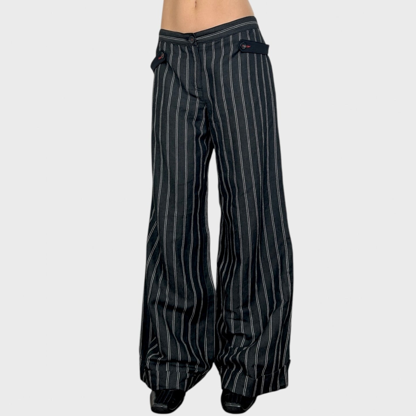 Cop Copine Wide Leg Stripe Linen Trousers - M/L