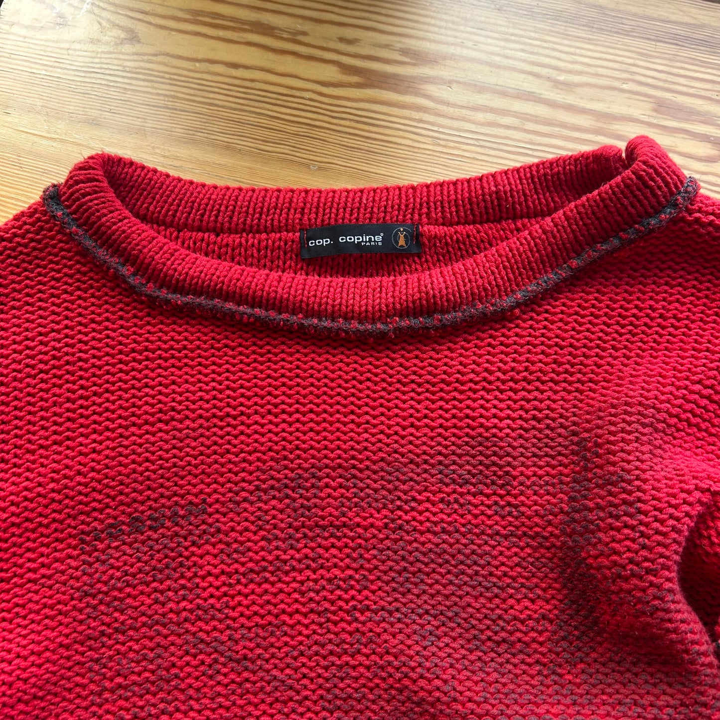 Cop Copine Red Graphic Chunky Knit Jumper - M