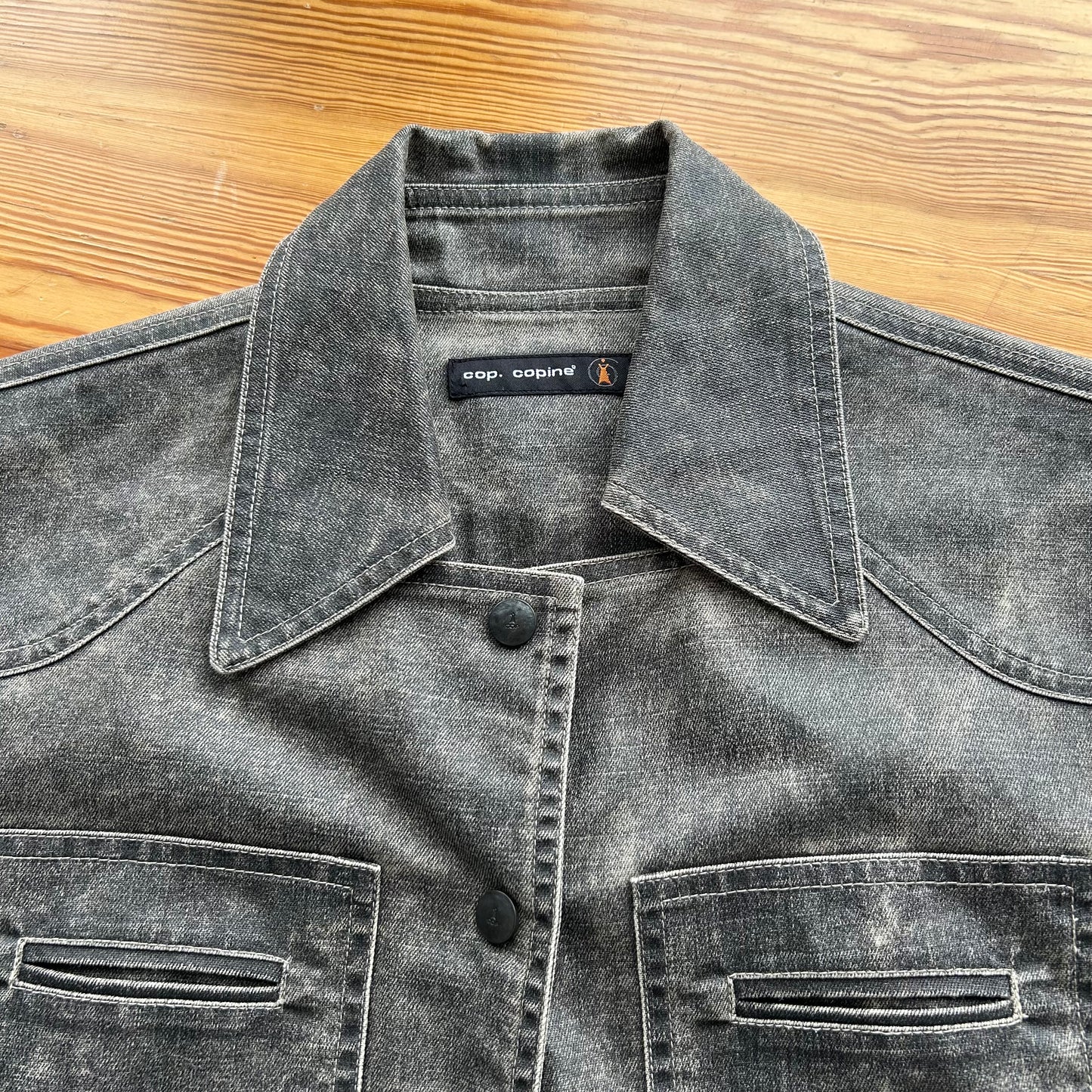 Cop Copine Grey Washed Denim Look Button Jacket - M/L