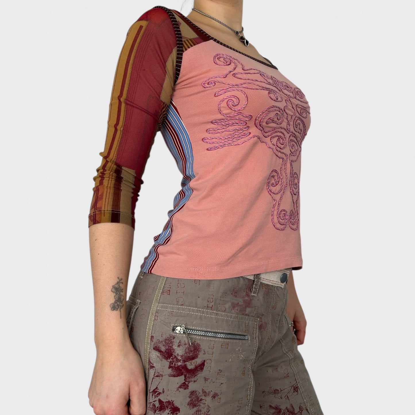 Save the Queen Graphic Mesh Top - M