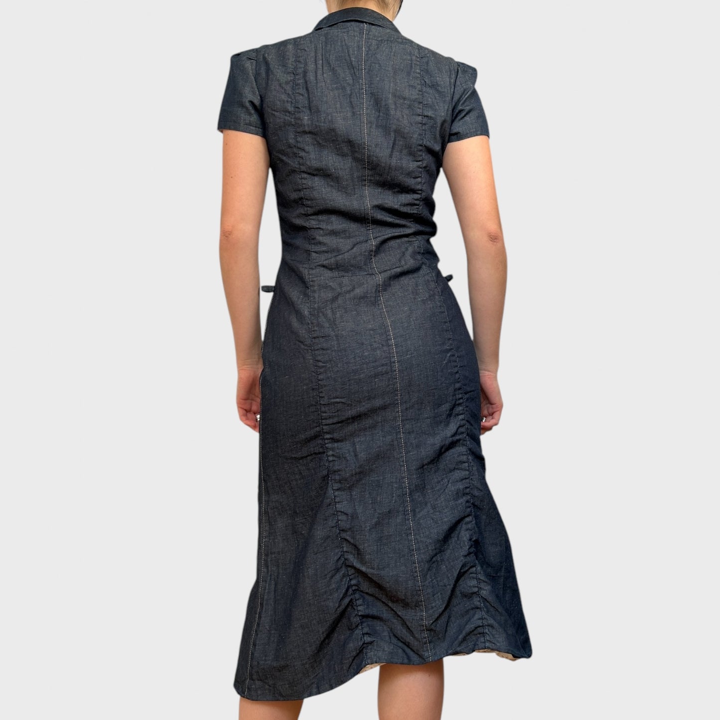 Denim Look Button-Up Midi Dress