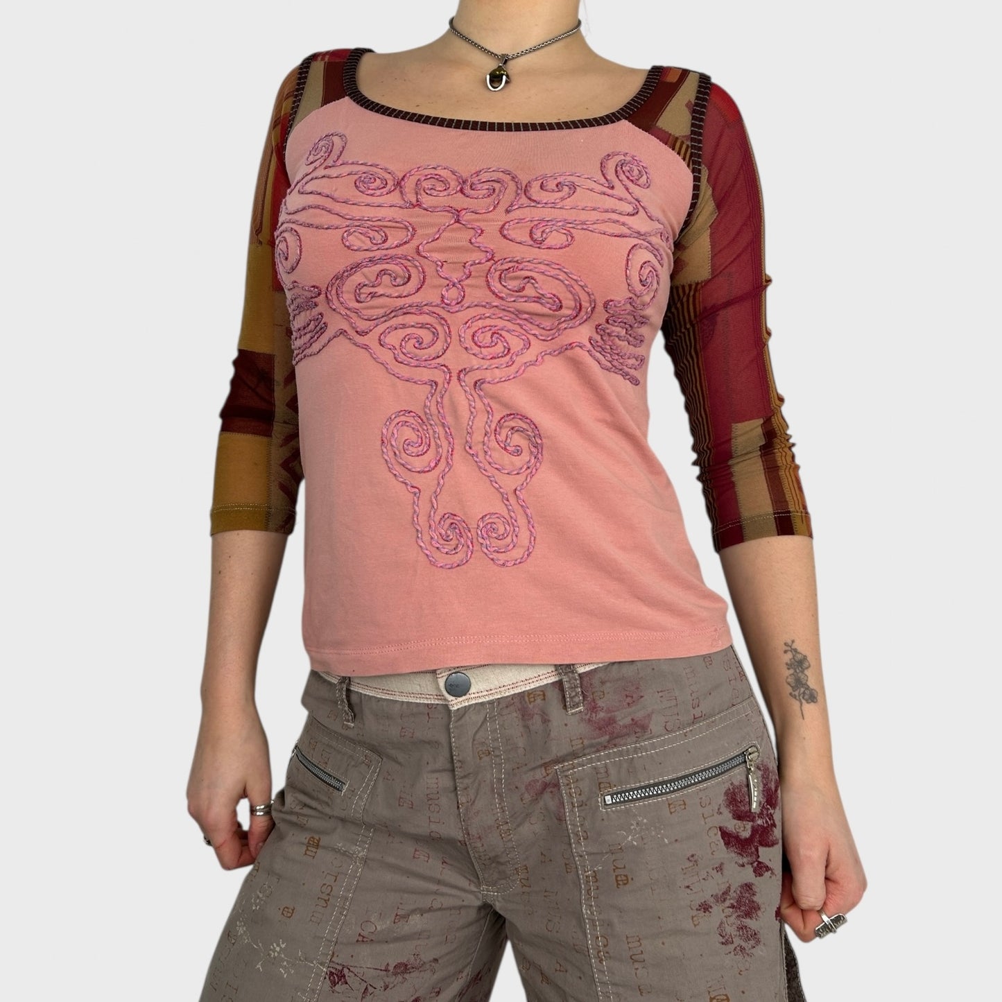 Save the Queen Graphic Mesh Top - M