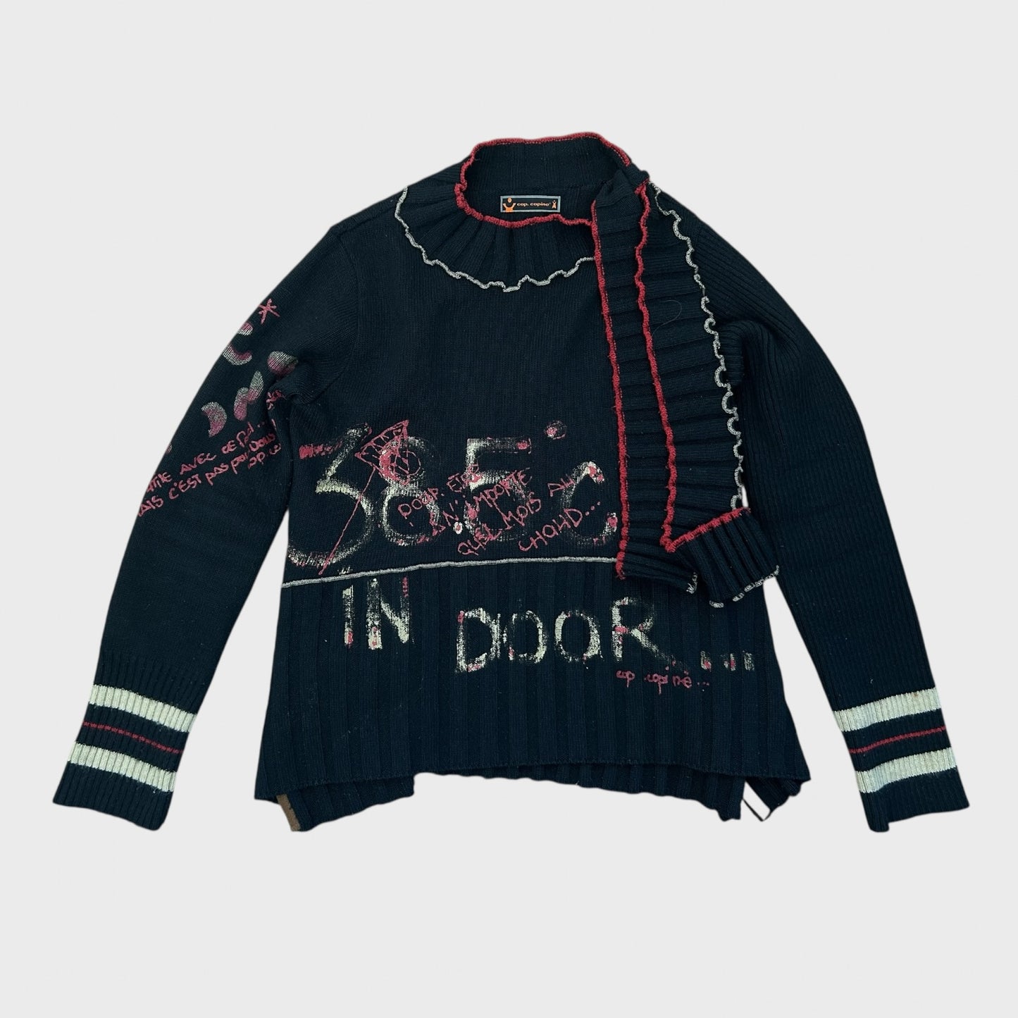 Cop Copine Black Graphic Print Knit Jumper - M