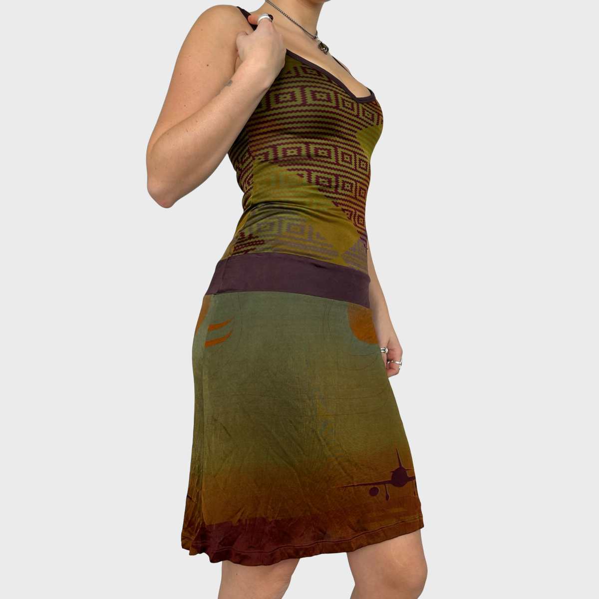 Custo Barcelona Graphic Slinky Midi Dress - S