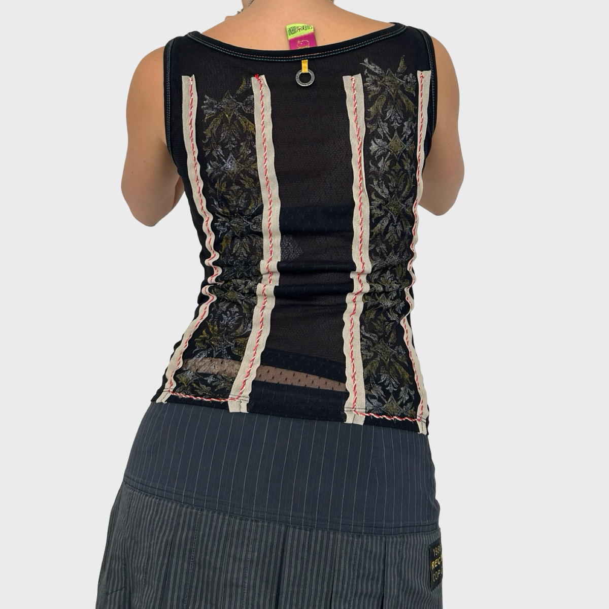 Save The Queen Graphic Mesh Tank Top - S