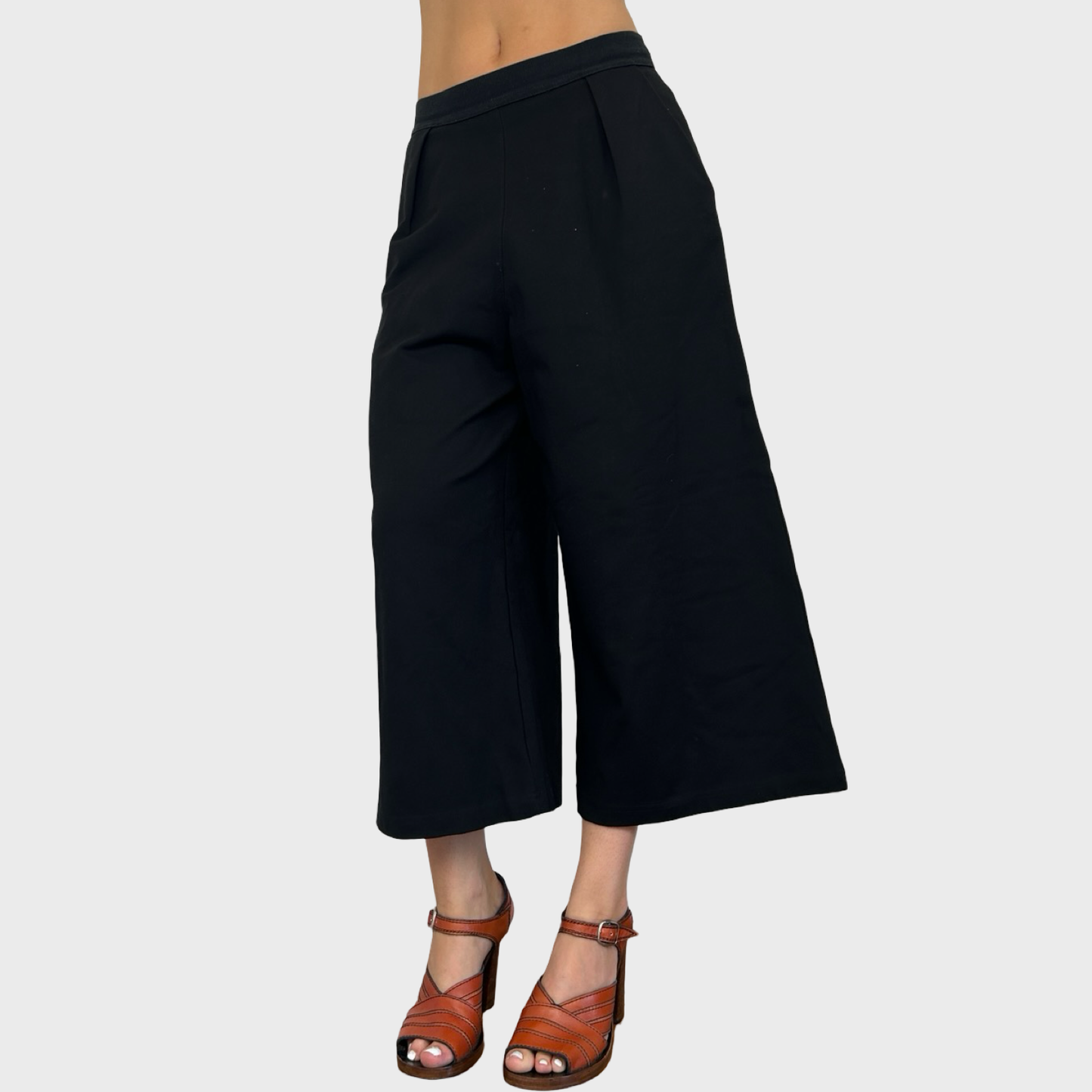Diesel Black Wide Leg Cropped Trousers - S