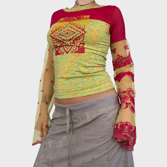 Save the Queen Graphic Mesh Long Sleeve - S
