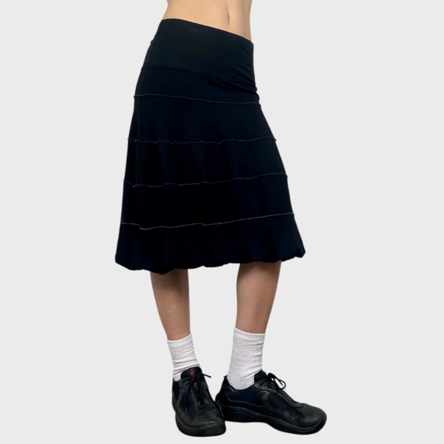 Cop Copine Black Tiered Bubble Midi Skirt - M