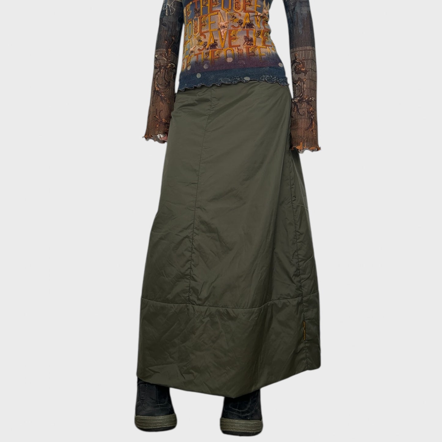 Cop Copine Khaki Puffer Maxi Skirt - XS/S