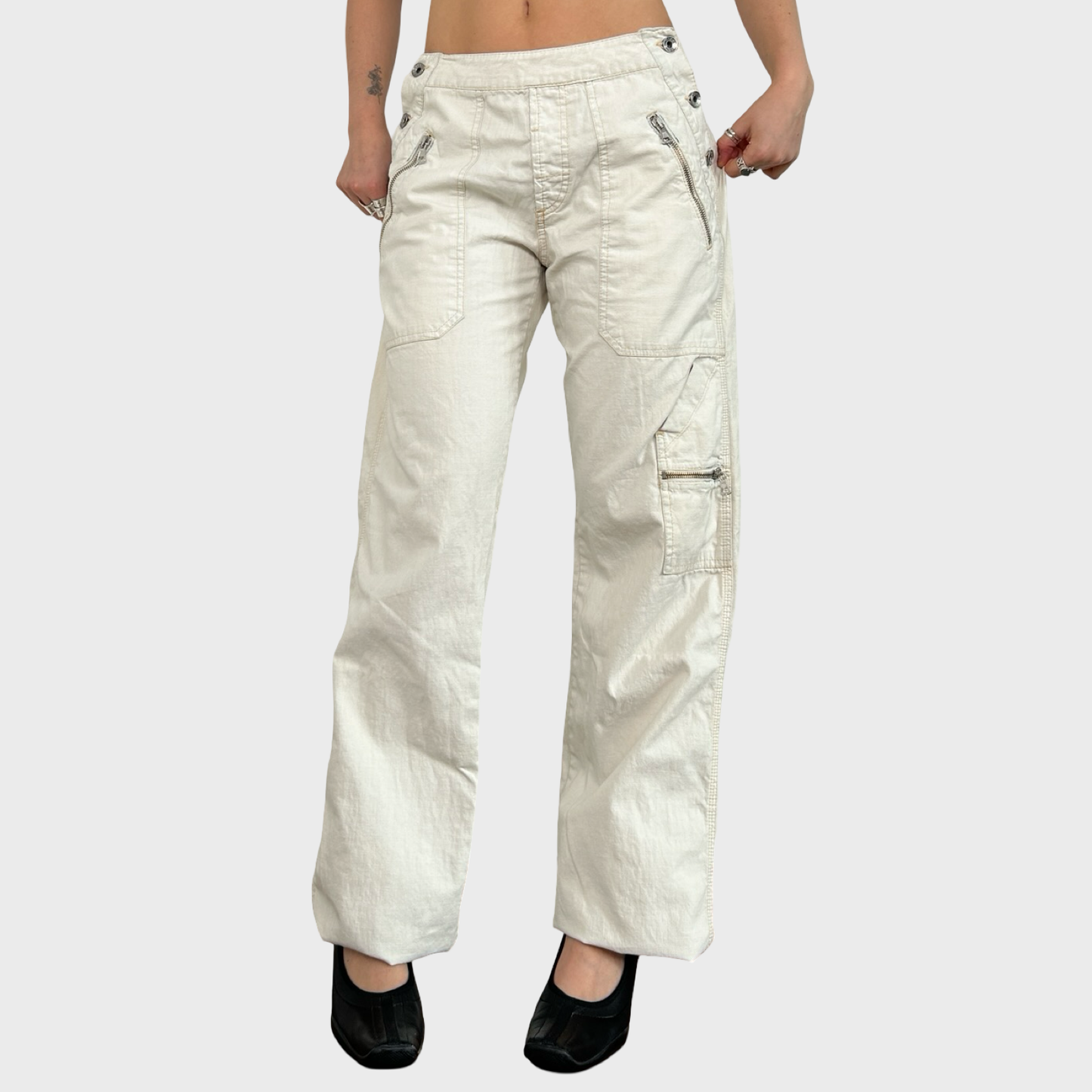 Miss Sixty White Buckle Baggy Trousers - M/L