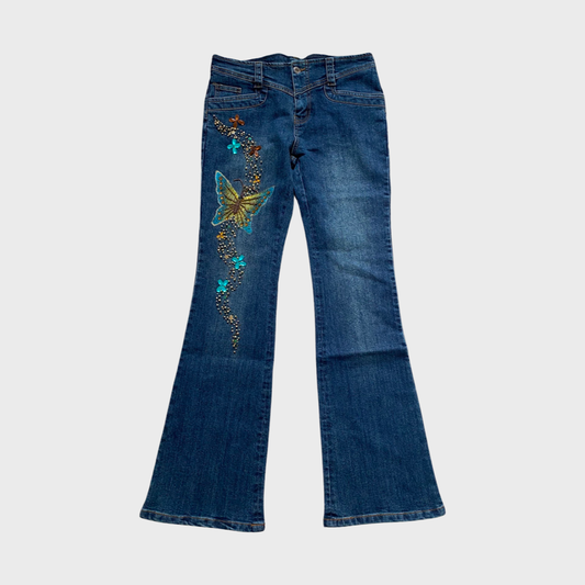 Deadstock beaded butterfly jeans, new with tags