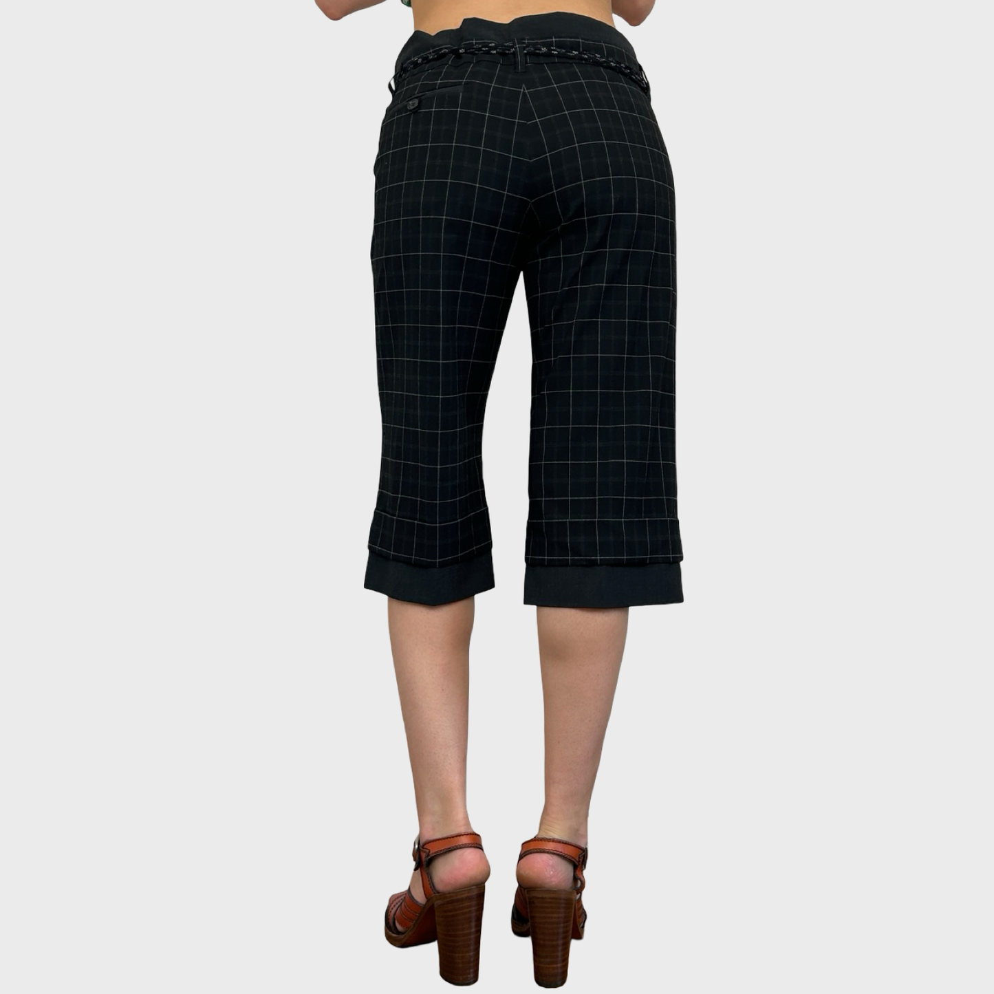 Cop Copine Black Checkered Capris - L