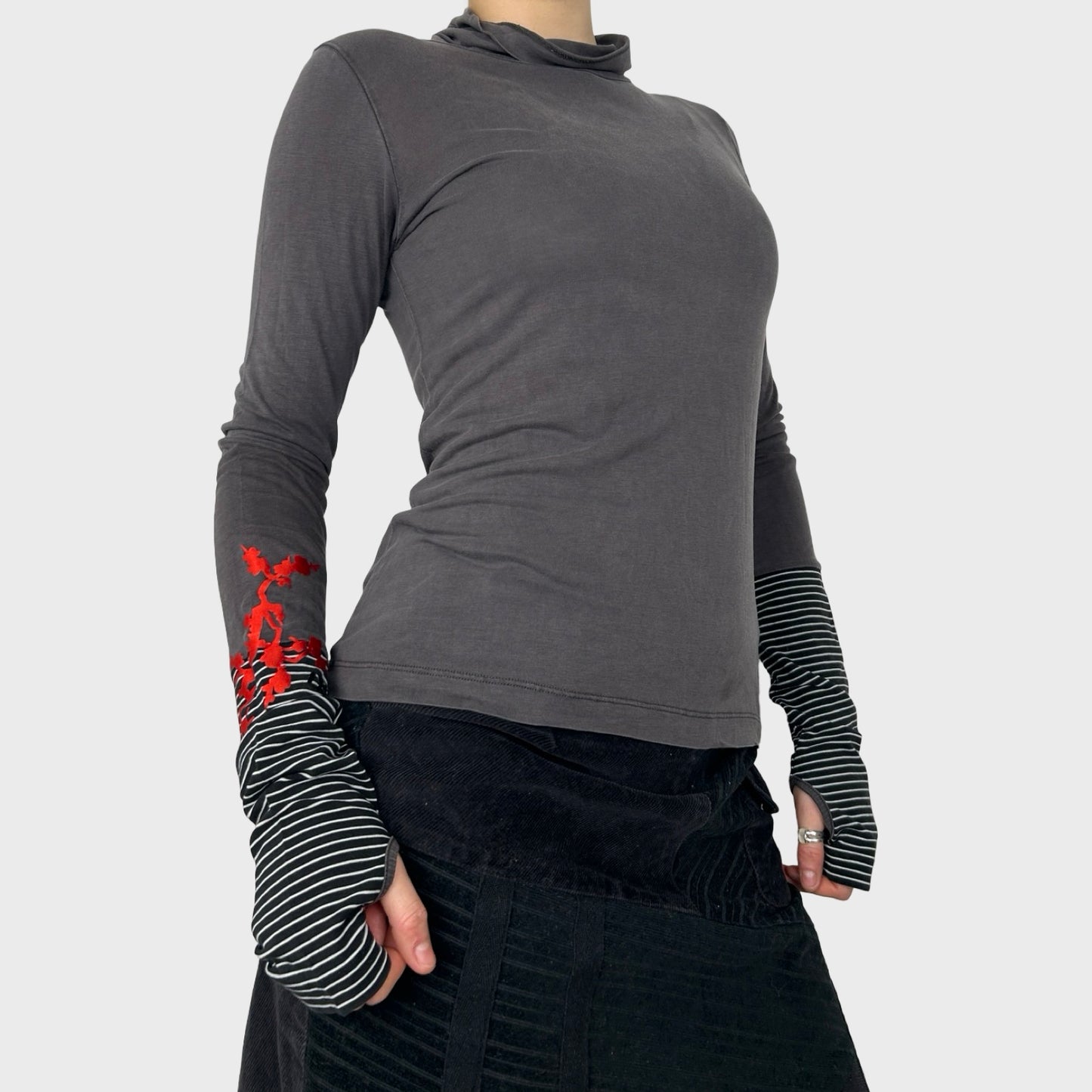 Cop Copine Long Sleeve Top with Thumb Holes - S/M