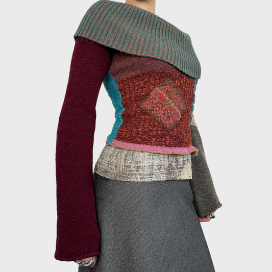 Save the Queen Off The Shoulder Graphic Print Jumper - XS/S