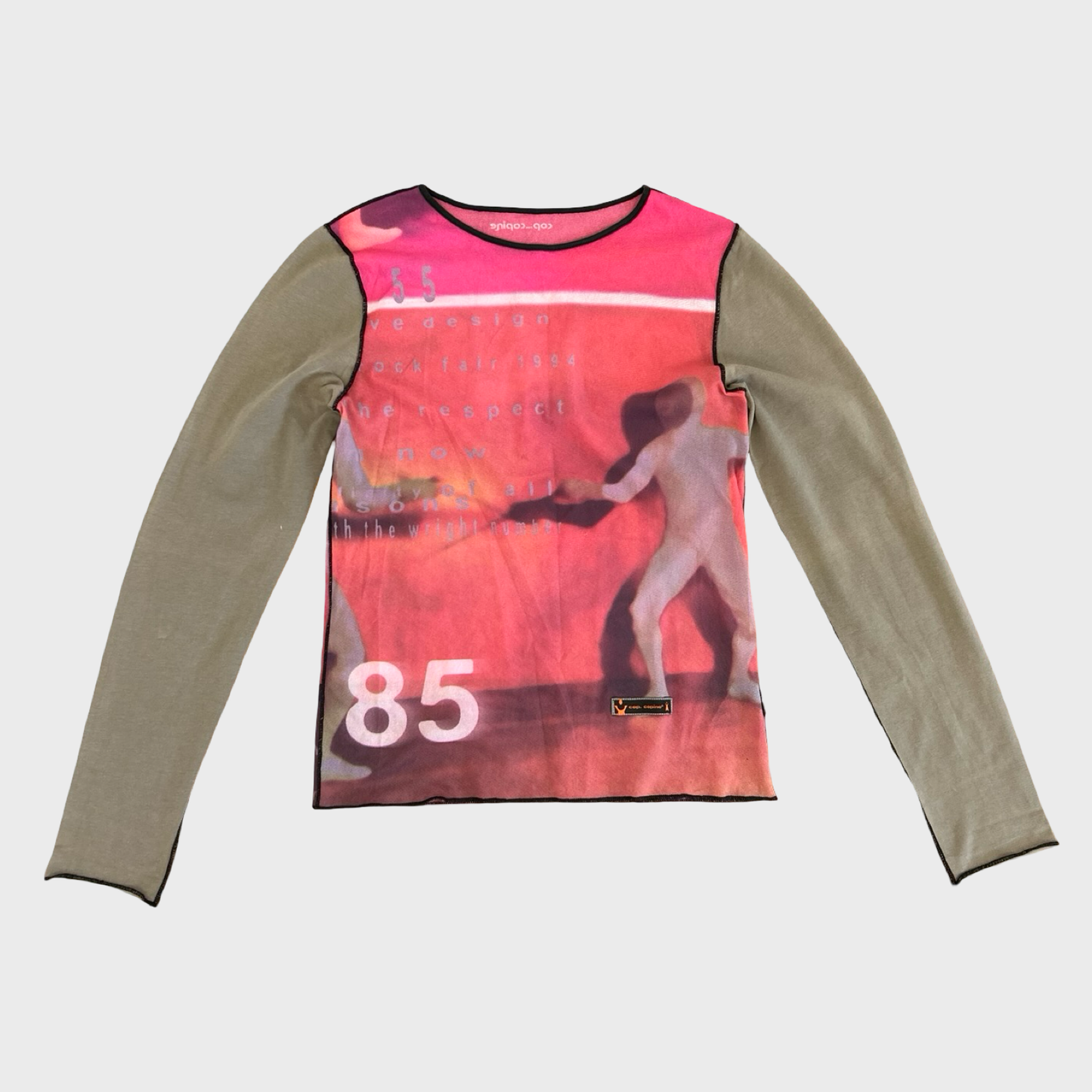 Rare Cop Copine Fencing 85 Print Mesh Long Sleeve Top - L