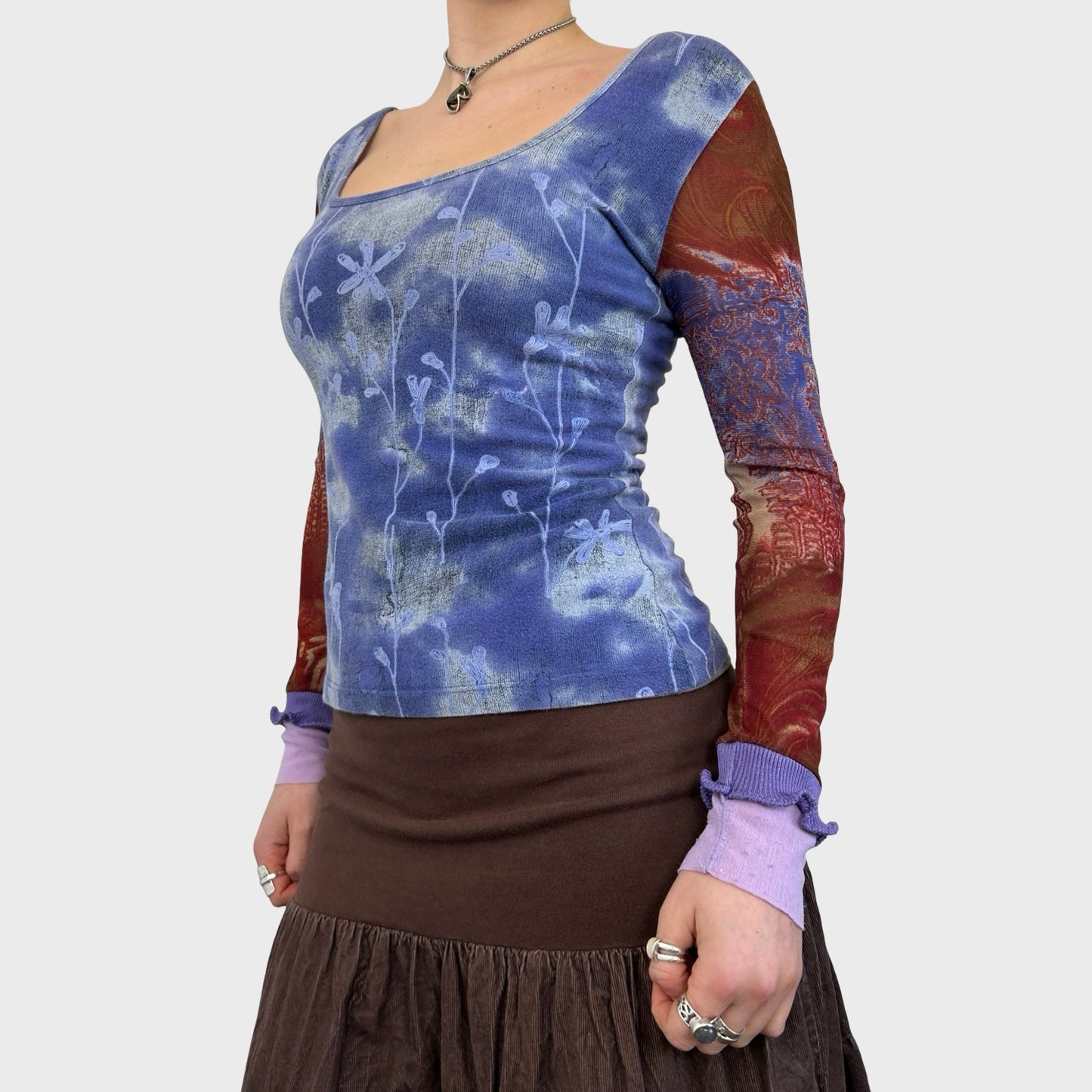 Save The Queen Graphic Bi-Material Long Sleeve Top - S/M