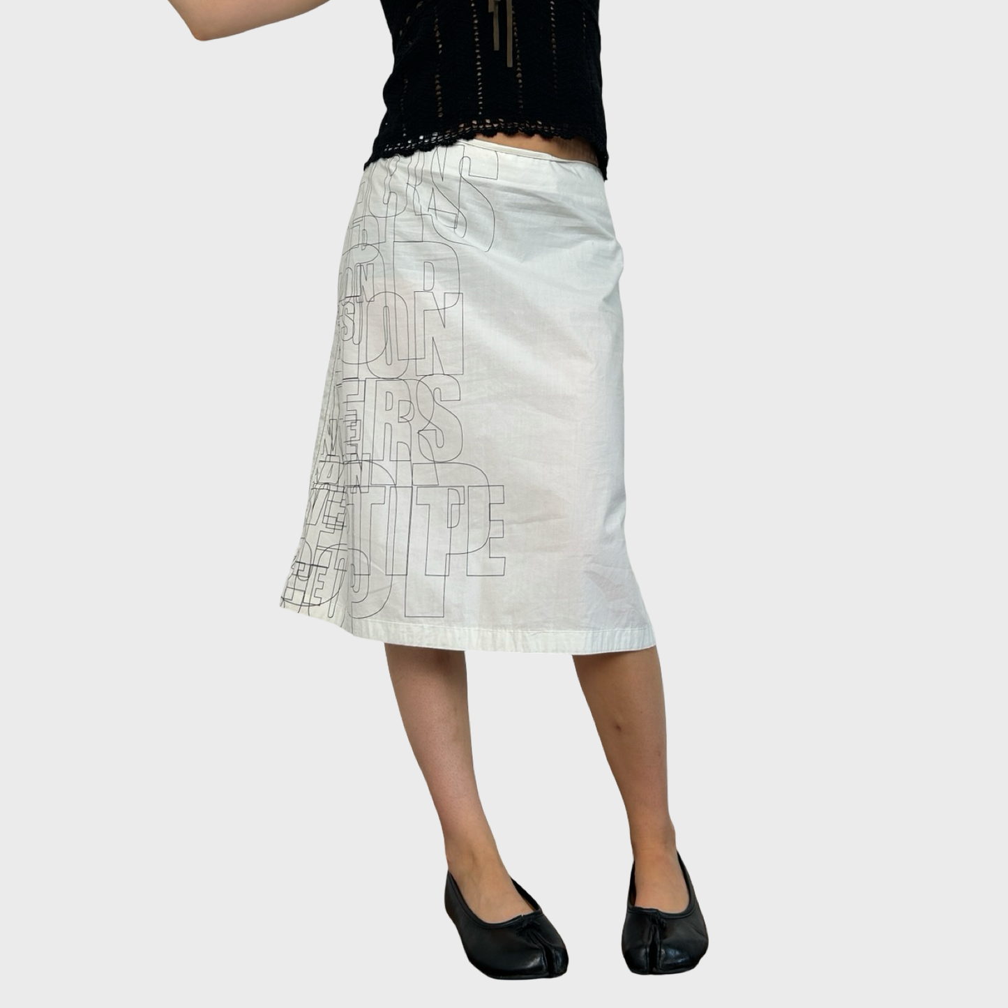 Cop Copine White Graphic Spell Out Midi Skirt - M/L