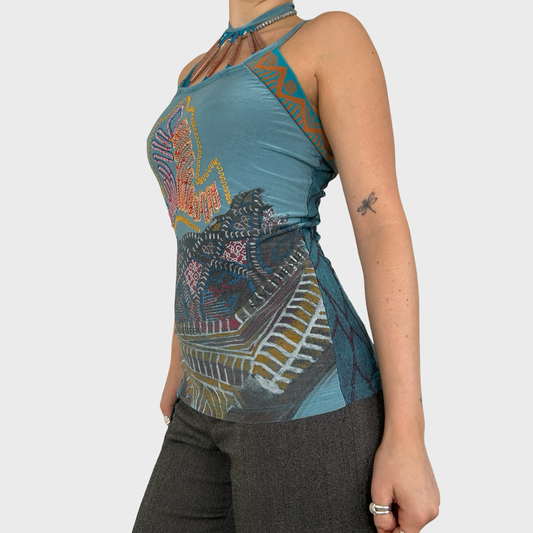 Save The Queen Graphic Halter Neck Top - M