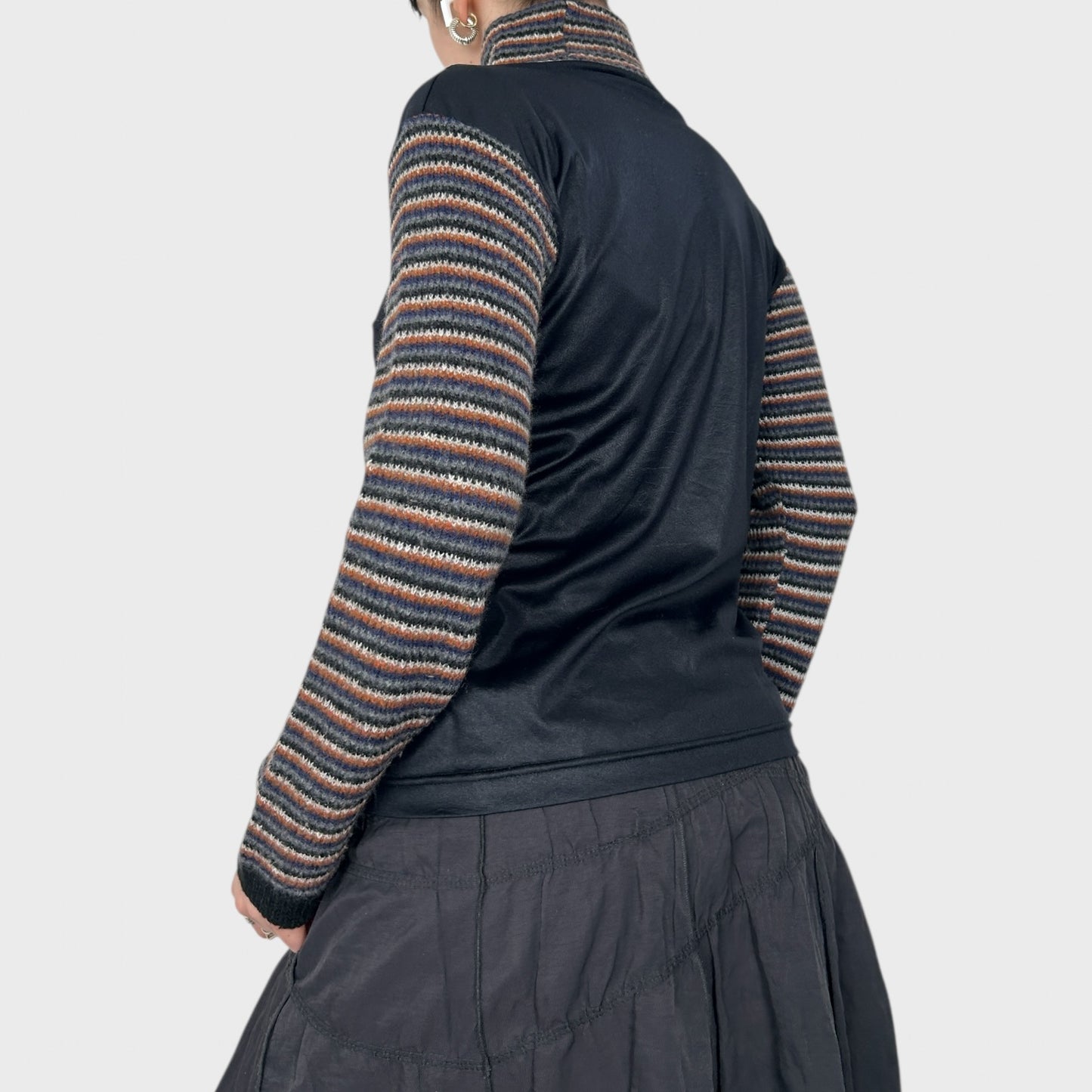 Roberto Cavalli Bi-Material Roll Neck Knit Top - M