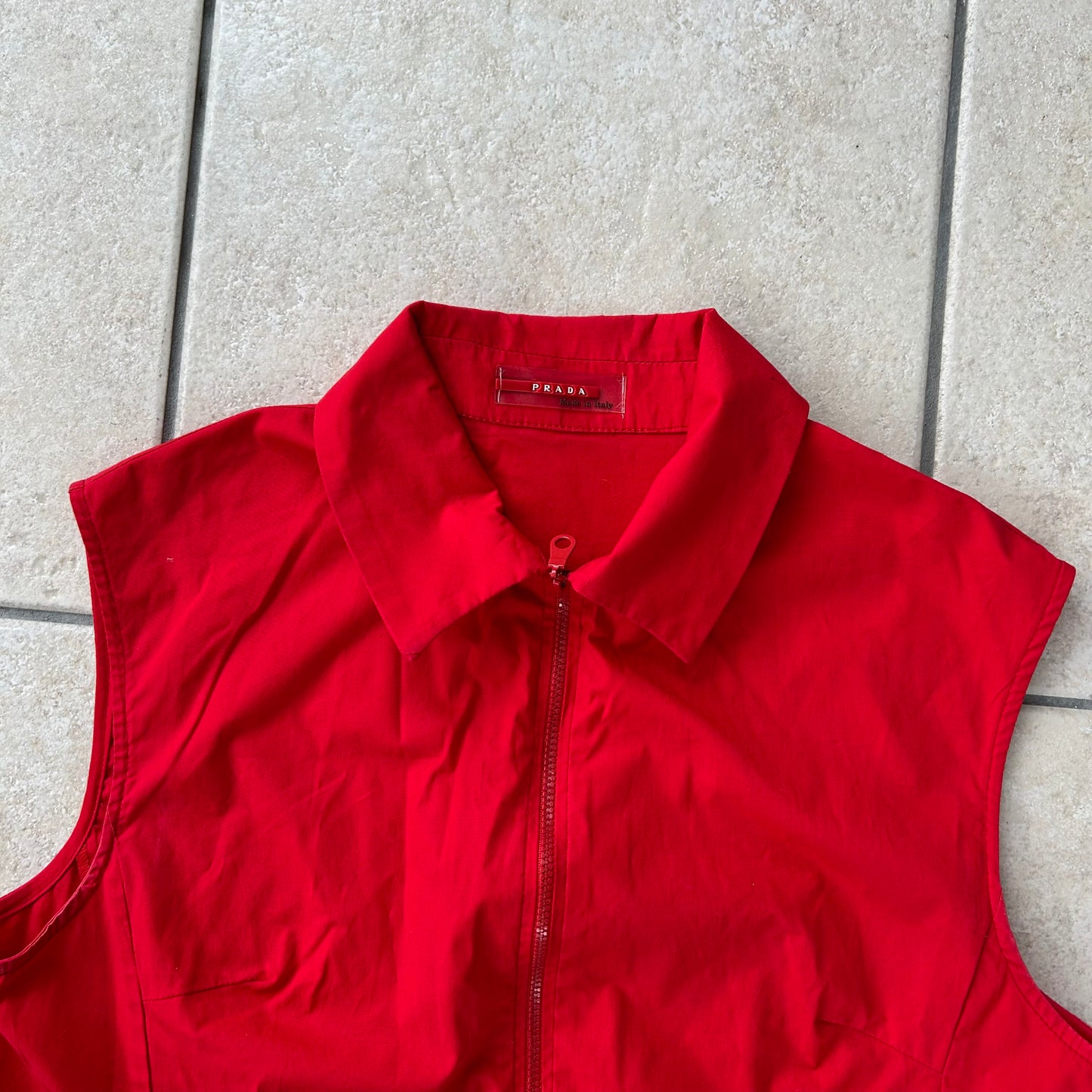 Prada Sport Red Fitted Sleeveless Double Zip Top