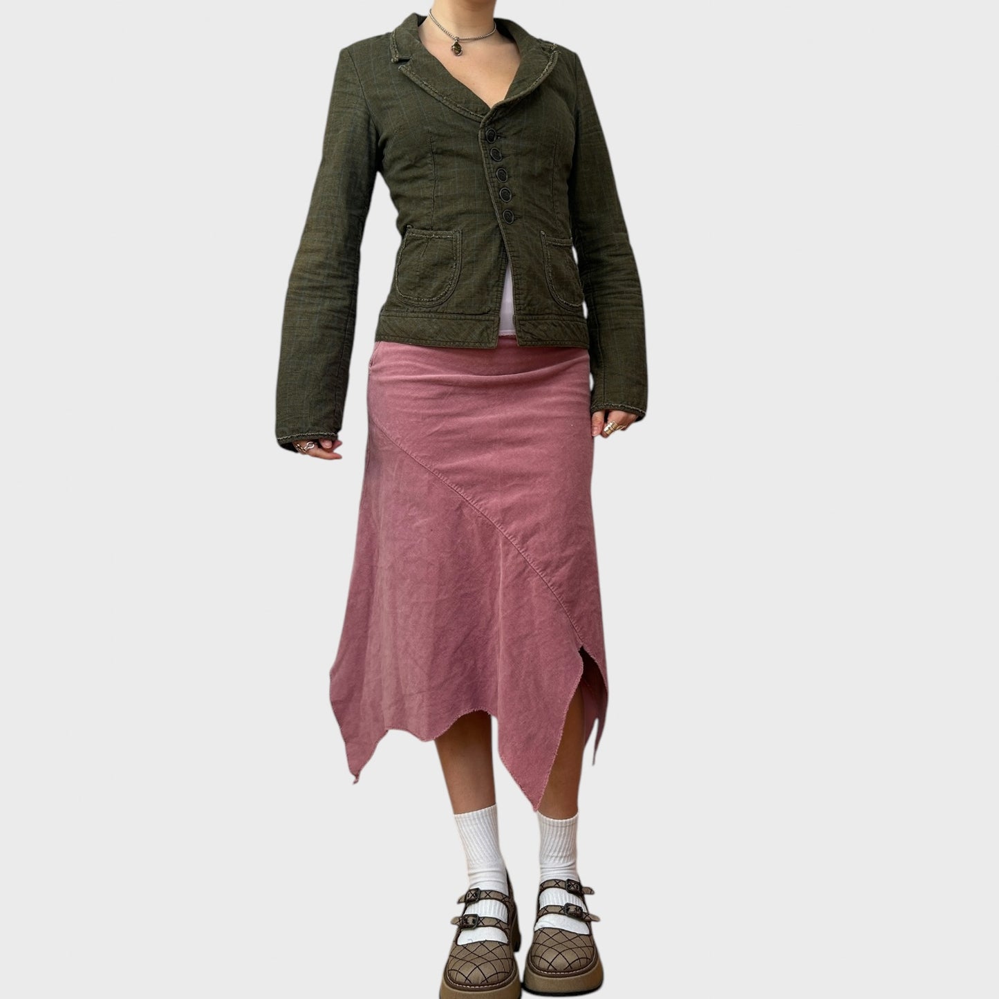 Pink Fairy Asymmetric Hem Midi Skirt