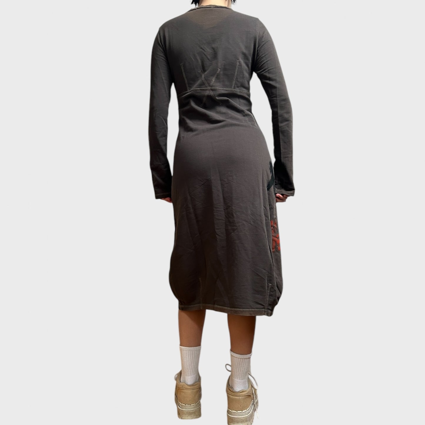 Cop Copine Grey Long Sleeve Midi Dress