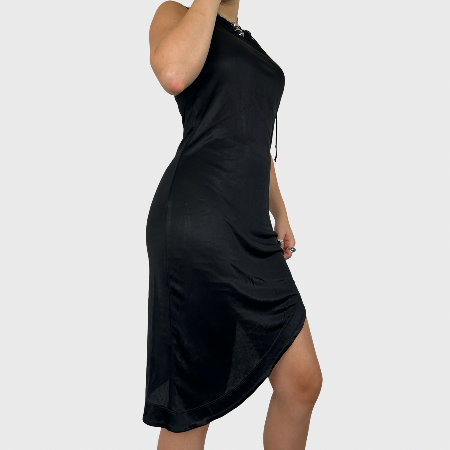 Miss Sixty Black Asymmetric Midi Dress - S