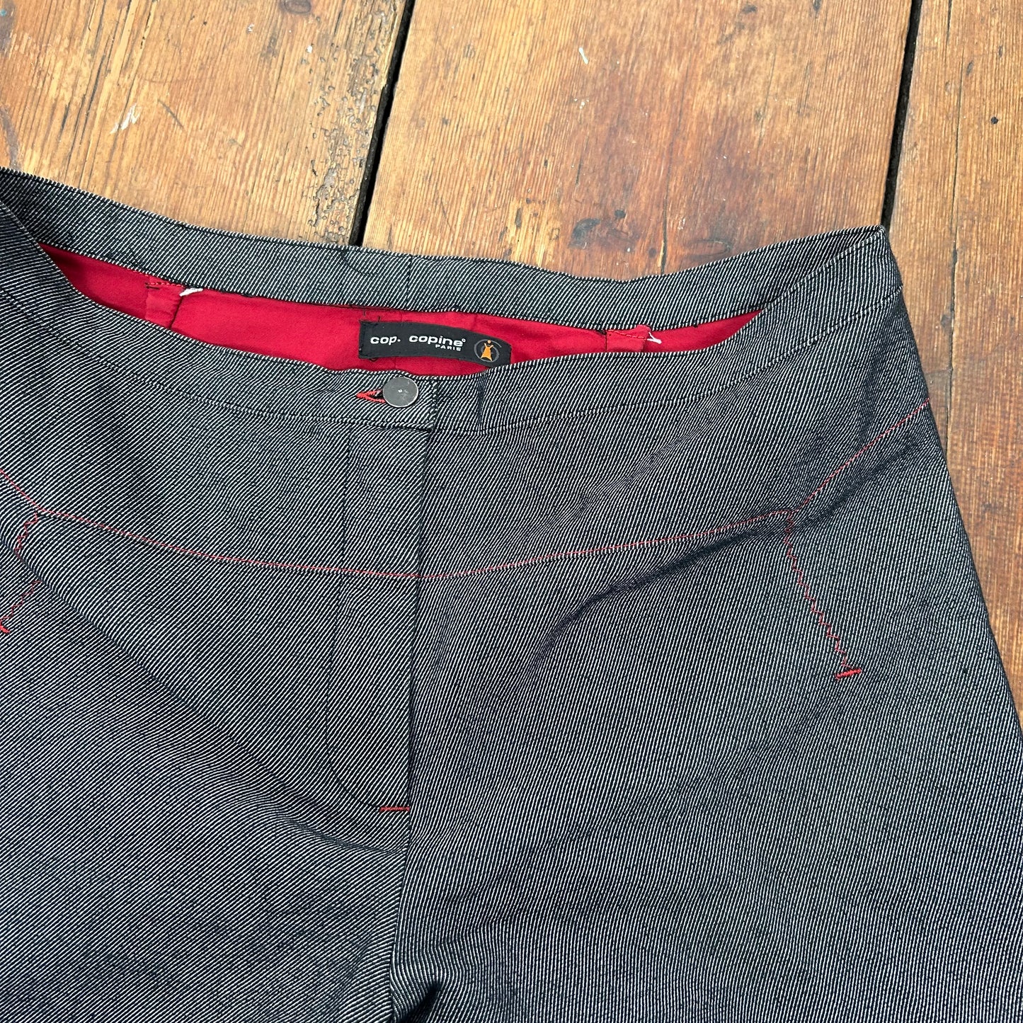 Cop Copine Grey Trousers With Red Details - M