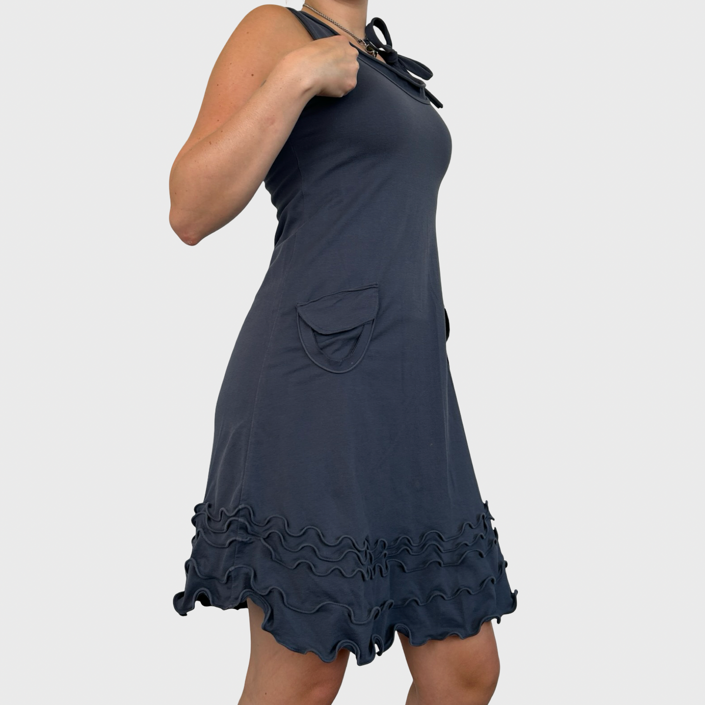 Cop Copine Grey Stretch Frilly Mini Dress - M