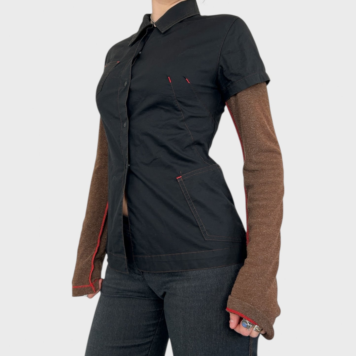 Cop Copine Long Sleeve Button Shirt Layered Top - S