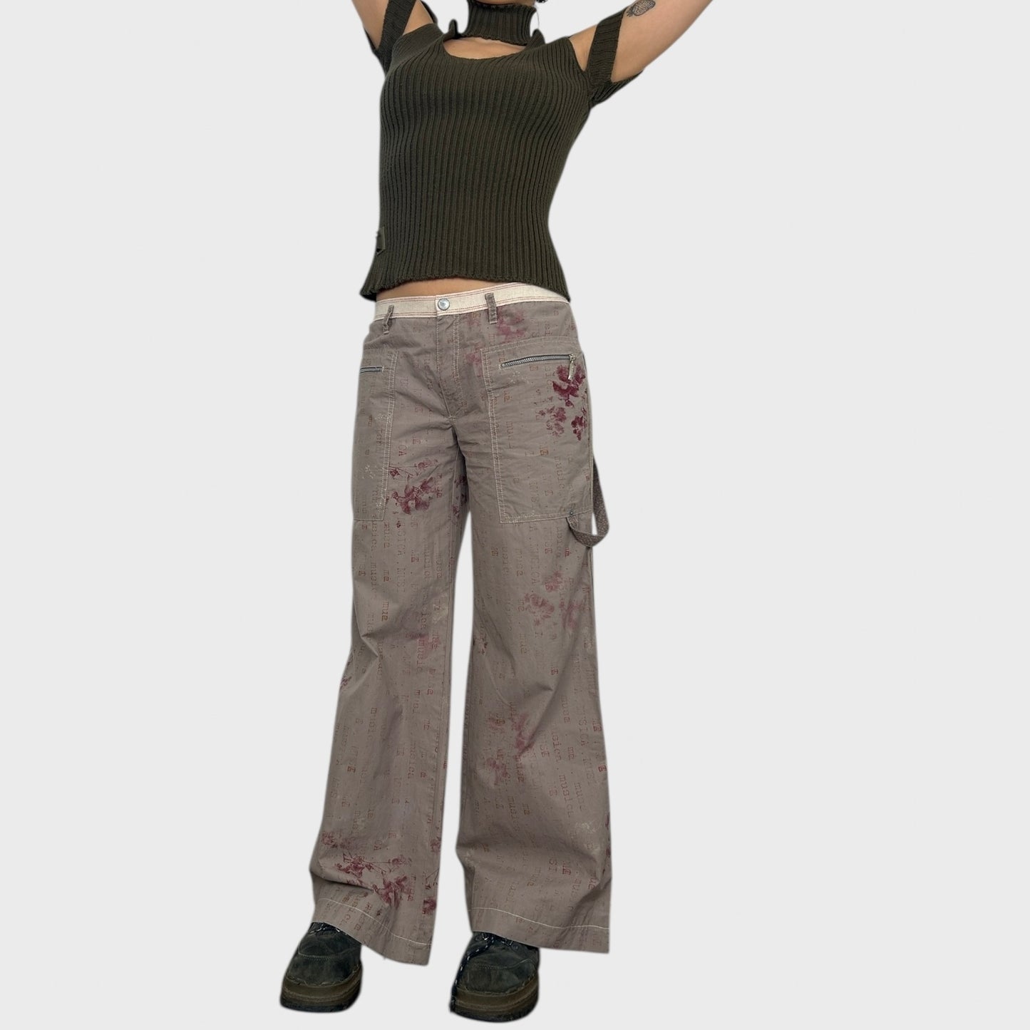 Cop Copine Graphic Print Wide Leg Trousers - M