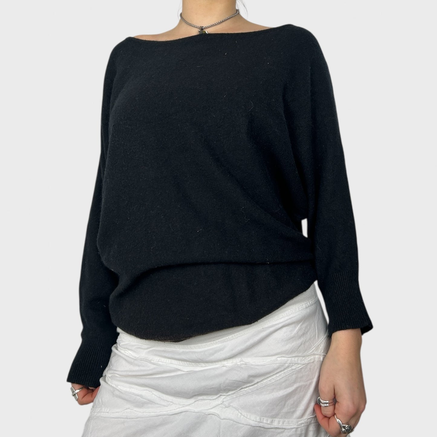Black Slouchy Knit Jumper - S/M