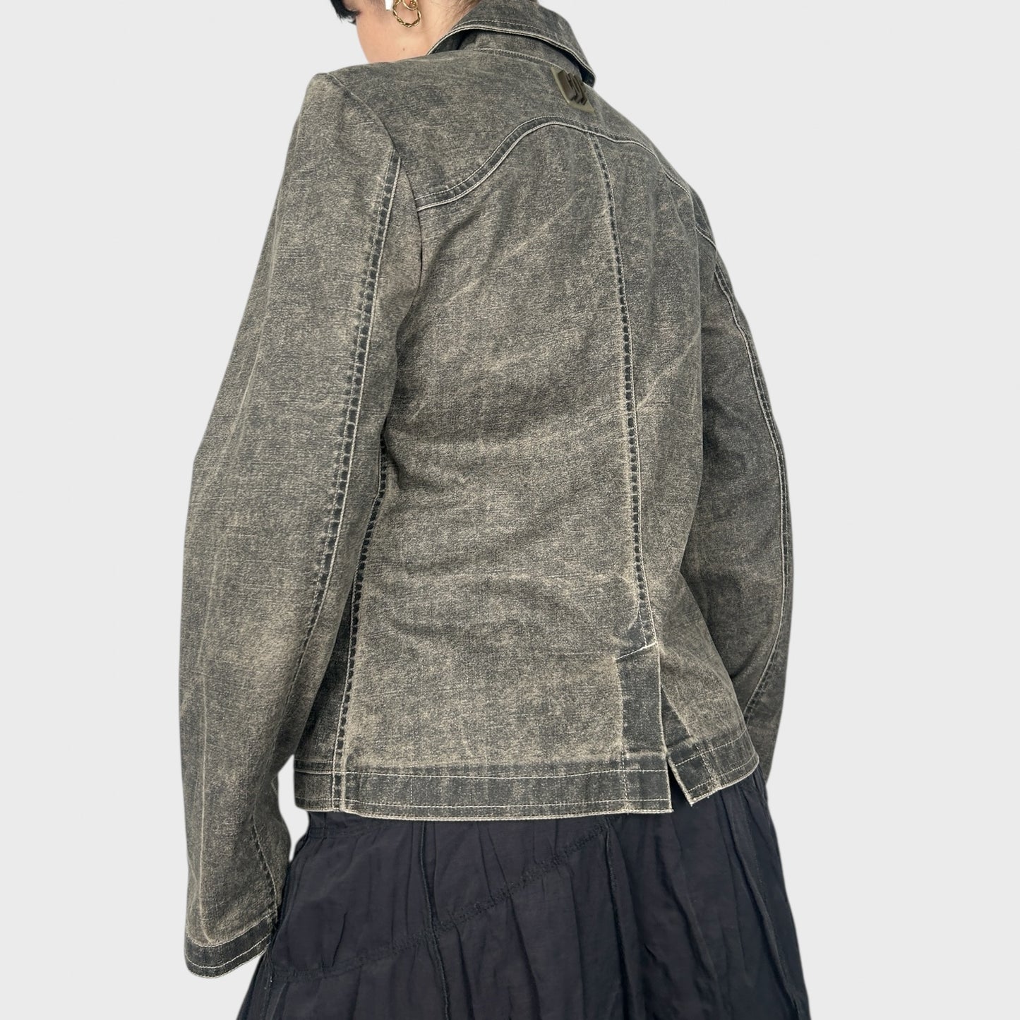 Cop Copine Grey Washed Denim Look Button Jacket - M/L
