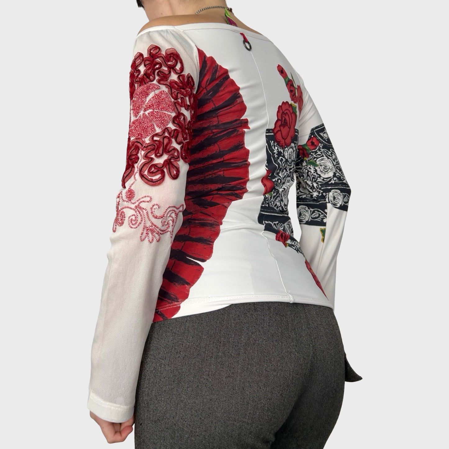 Save The Queen Graphic Bi-Material Long Sleeve Top - S/M